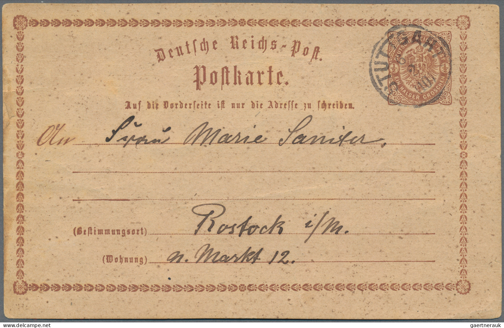 Deutsches Reich - Ganzsachen: 1872, Ganzsachenkarte Brustschild ½ Gr. Braun Unbe - Otros & Sin Clasificación