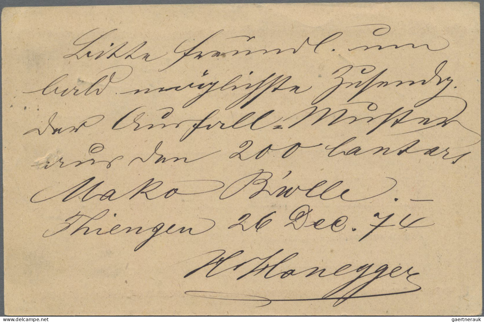 Deutsches Reich - Ganzsachen: 1874, Ganzsachenkarte 2 Kr. Mit Zusatzfrankatur 1 - Other & Unclassified