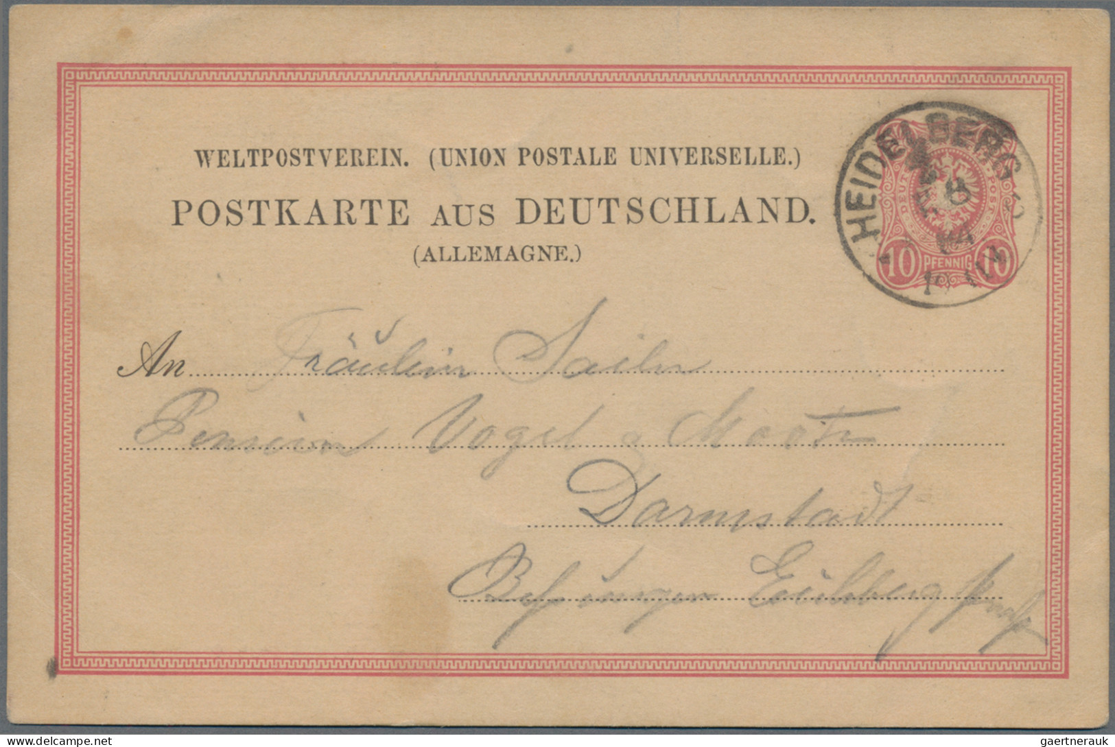 Deutsches Reich - Privatganzsachen: 1884, 10 Pf Adler Ganzsachenkarte (P 8), Rs. - Other & Unclassified