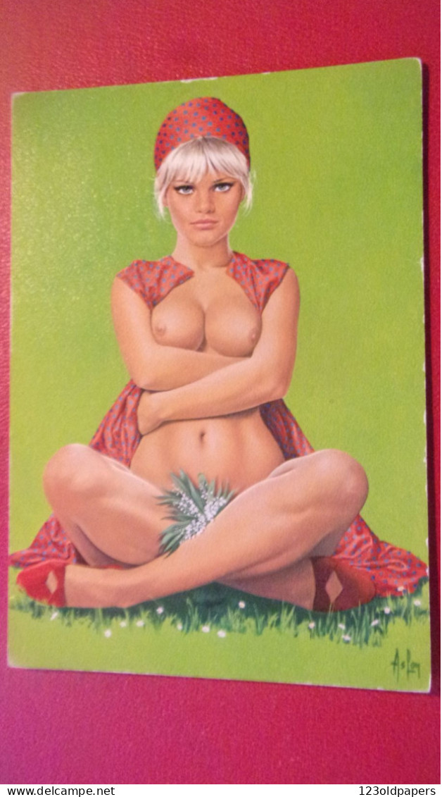 ASLAN -  1969 MONIQUE REINE DU MUGUET N° 11  Carte Postale - Editions Krisarts. FEMME PIN UP SEINS NUS - Aslan