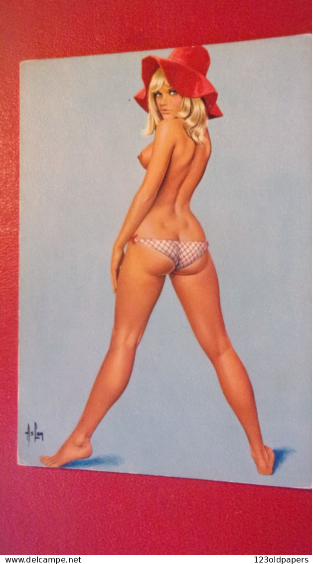 ASLAN -  1969  INGRID GYMNASTIQUE SUEDOISE  N° 7  Carte Postale - Editions Krisarts. FEMME PIN UP SEINS NUS - Aslan