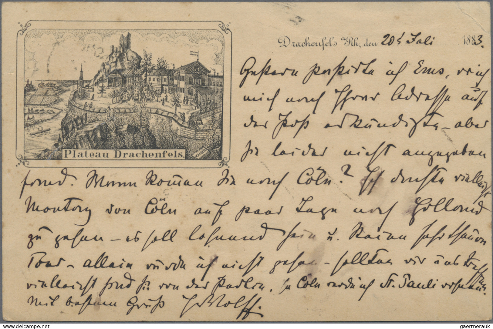 Deutsches Reich - Privatganzsachen: 1883, "Plateau Drachenfels", Zudruck Auf Gan - Andere & Zonder Classificatie