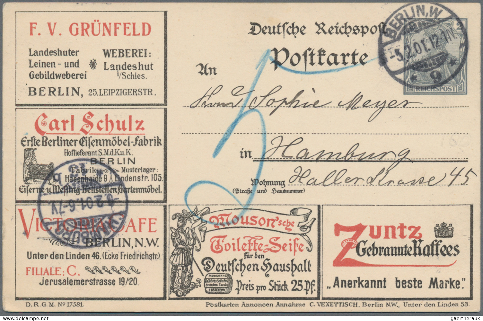 Deutsches Reich - Privatganzsachen: 1901, Anzeigenganzsachenkarte 2 Pfg. Germani - Altri & Non Classificati
