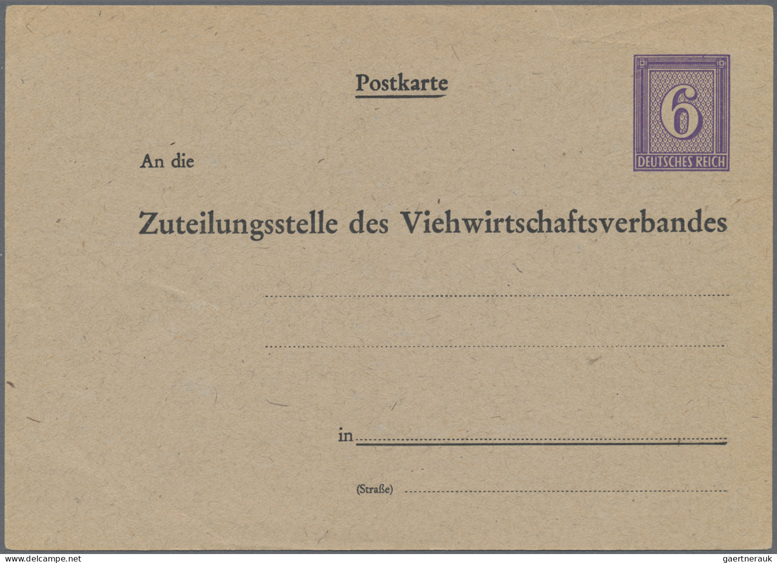 Deutsches Reich - Privatganzsachen: 1942/1942, Ziffer 6 Pfg. Violett, Zwei Priva - Andere & Zonder Classificatie