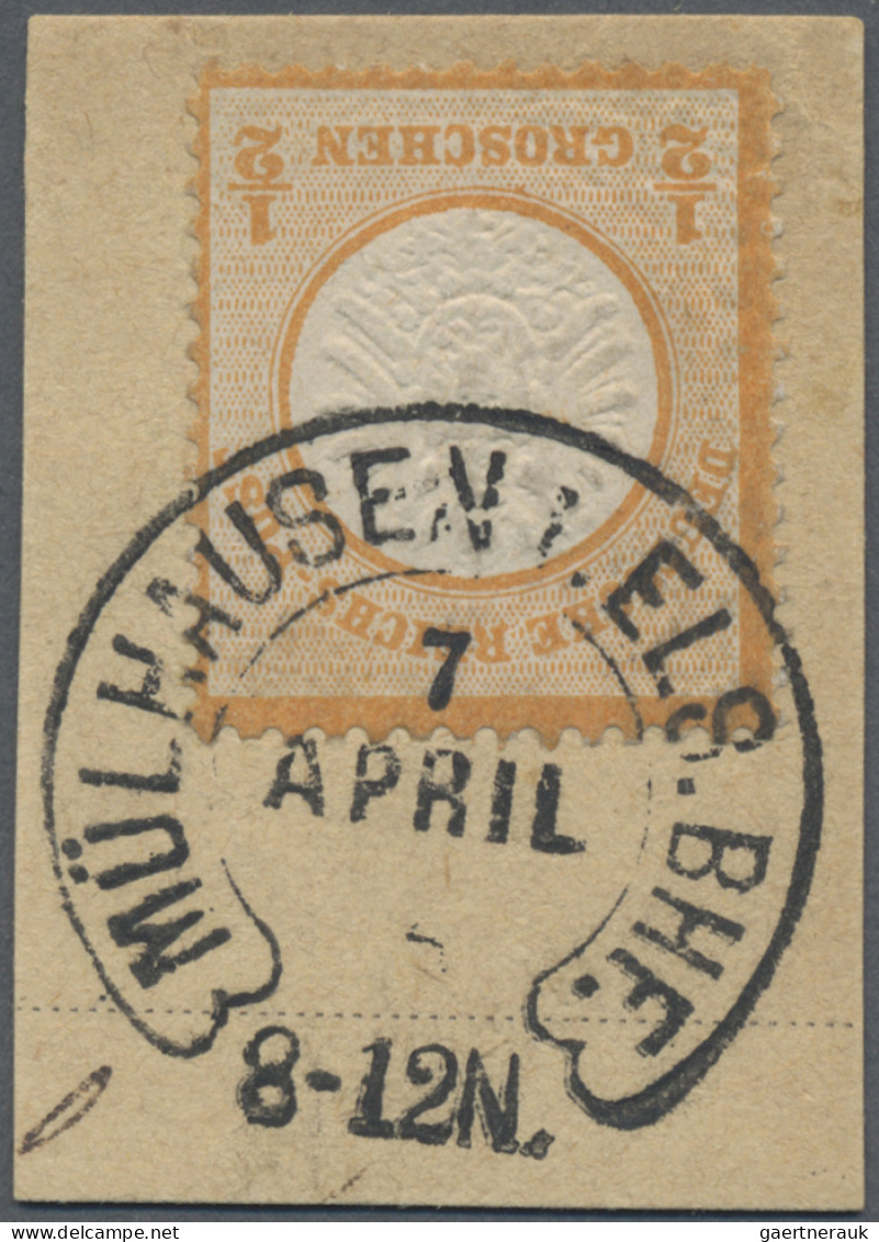 Deutsches Reich - Hufeisenstempel: MÜLHAUSEN 1872, ½ Gr Orange Auf Kleinem, Attr - Maschinenstempel (EMA)