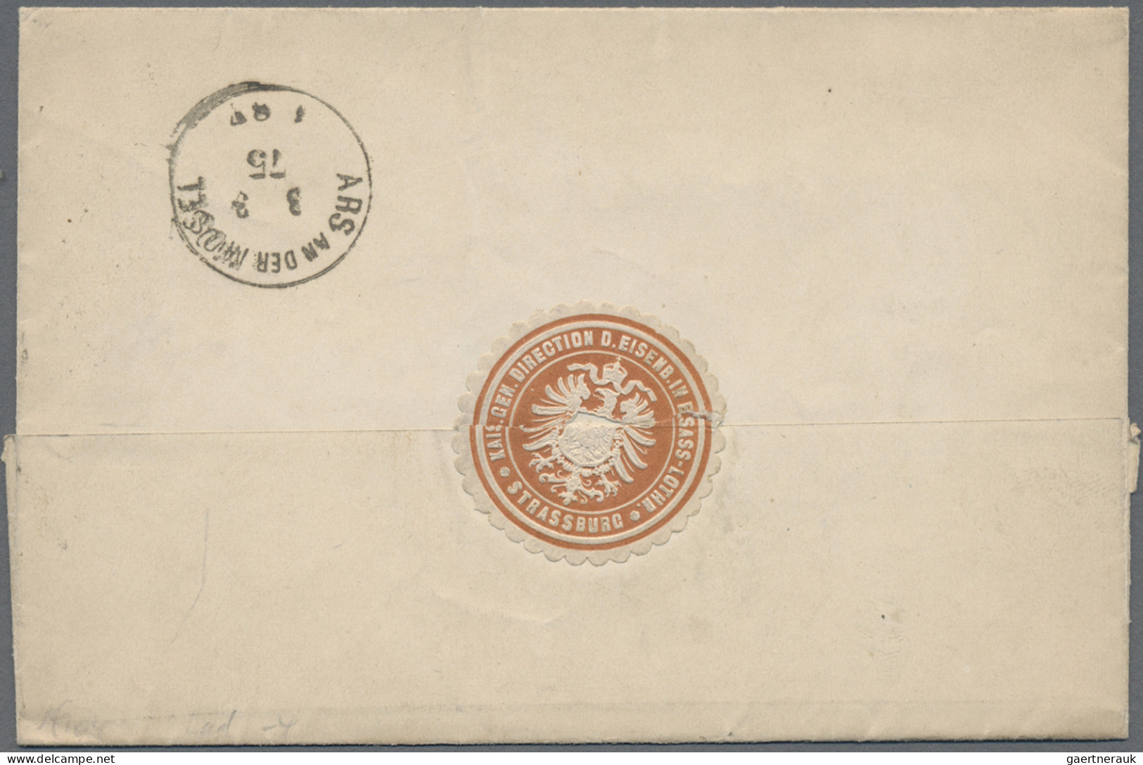 Deutsches Reich - Hufeisenstempel: STRASSBURG 1875, 10 Pfe Auf Dekorativem Prach - Maschinenstempel (EMA)