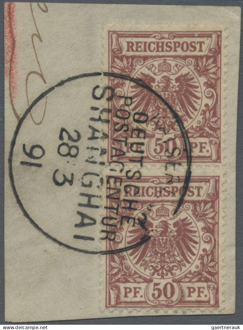 Deutsche Post In China - Vorläufer: 1891, Adler, 50 Pfg. Braunrot, Senkrechtes P - China (kantoren)