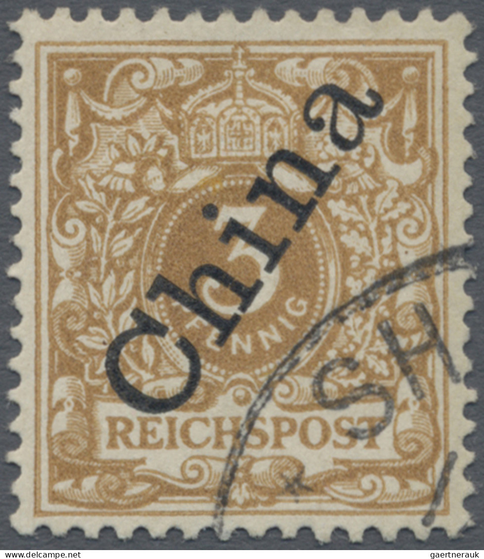 Deutsche Post In China: 1898, Adler, Steiler Aufdruck, 3 Pfg. Hellocker, Mit Ste - Chine (bureaux)