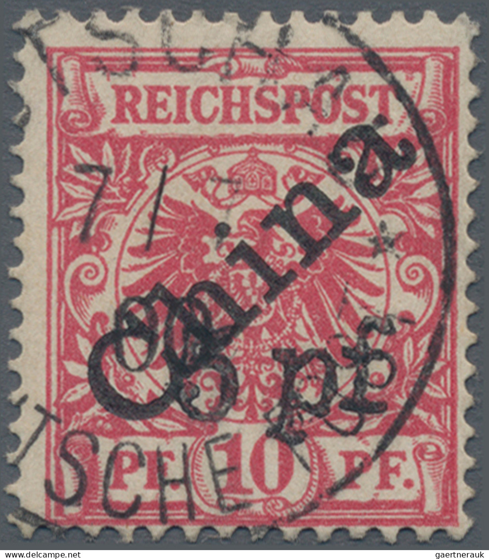 Deutsche Post In China: 1900, Futschau-Provisorium, 5 Pf Auf 10 Pfg. Lebhaftlila - Chine (bureaux)