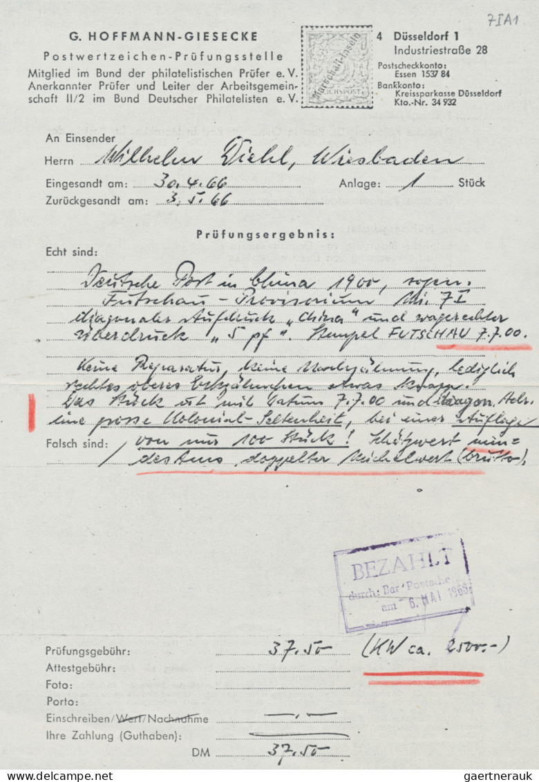 Deutsche Post In China: 1900, Futschau-Provisorium, 5 Pf Auf 10 Pfg. Lebhaftlila - China (kantoren)