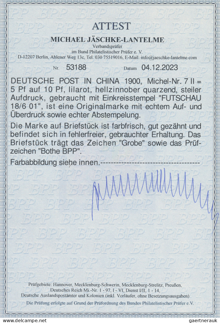 Deutsche Post In China: 1900, Futschau-Provisorium, 5 Pf Auf 10 Pfg. Lilarot, St - China (oficinas)