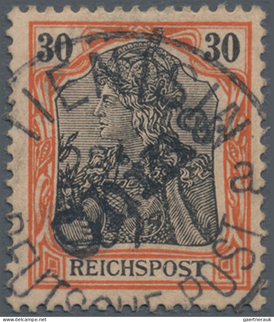 Deutsche Post In China: 1901, 30 Pfg. Reichspost, Rötlichorange/rotschwarz Mit H - China (kantoren)