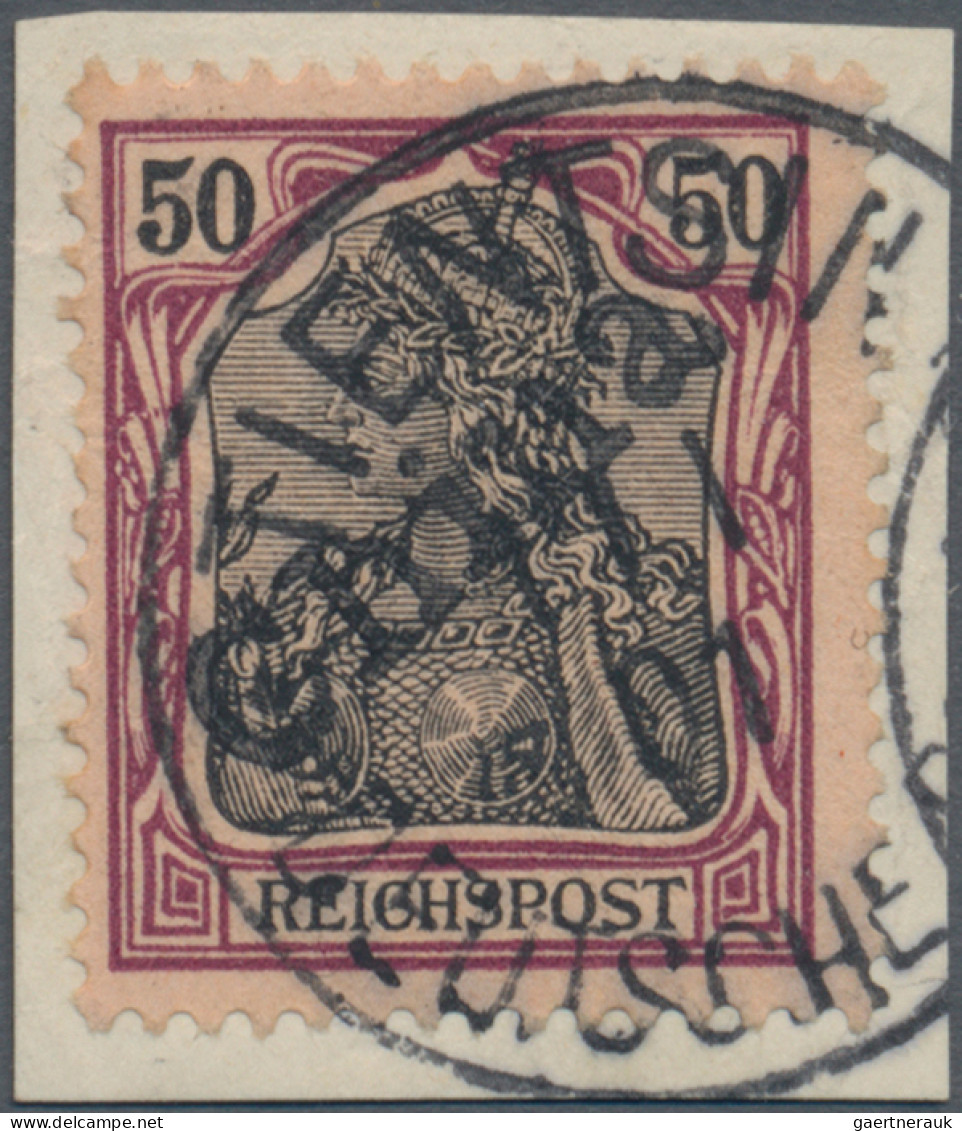 Deutsche Post In China: 1901, 50 Pfg. Reichspost, Dunkelbräunlichlila/rotschwarz - Deutsche Post In China