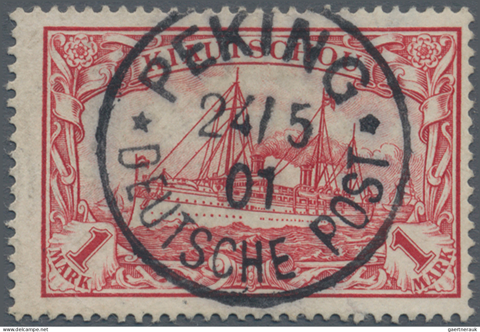 Deutsche Post In China: 1901, Petschili, Kiautschou 1 M Schiffszeichnung (dunkel - China (oficinas)