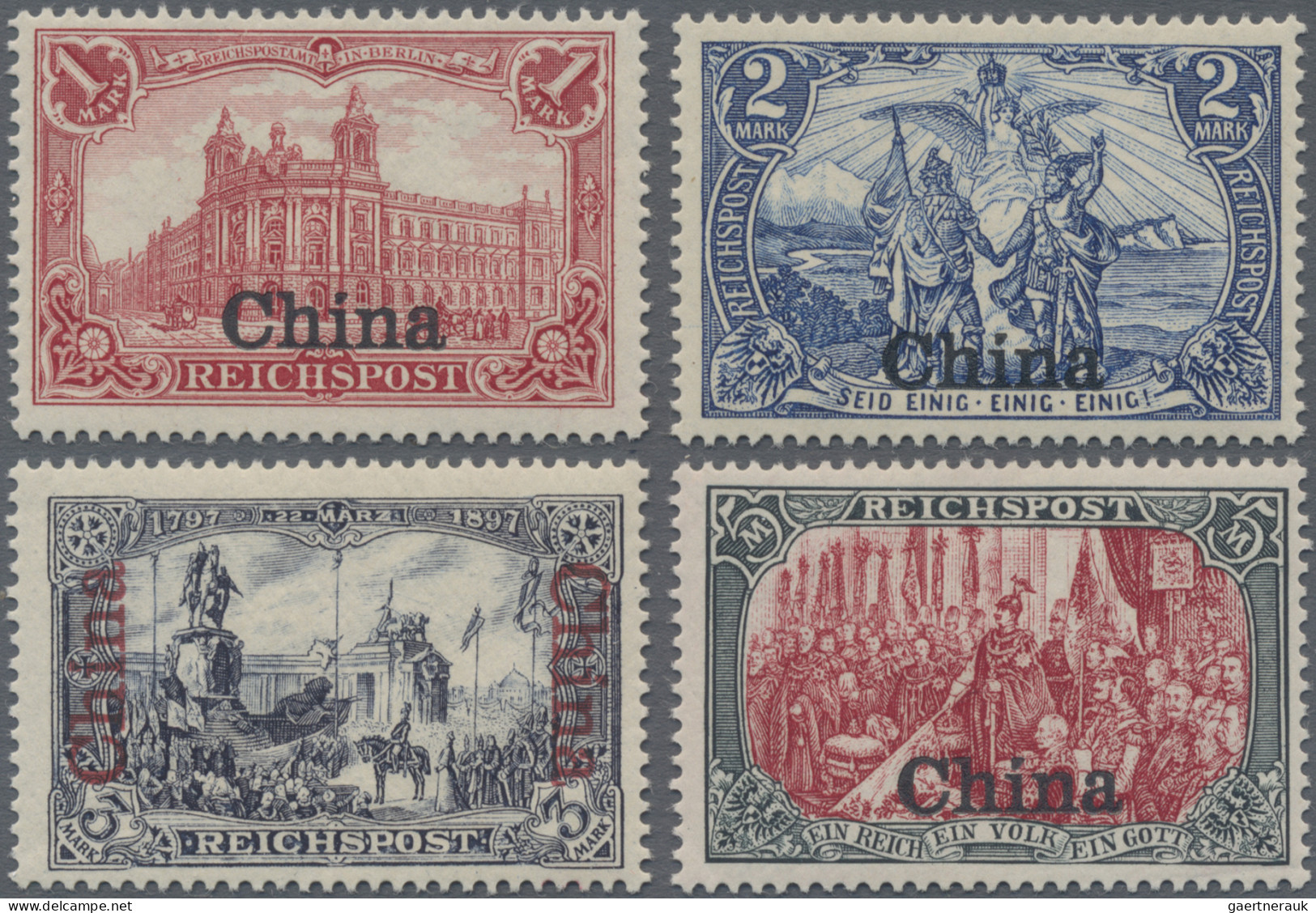 Deutsche Post In China: 1901, 1 Mark - 5 Mark, Aufdruck Mit Kommaförmigen "i"-Pu - Chine (bureaux)