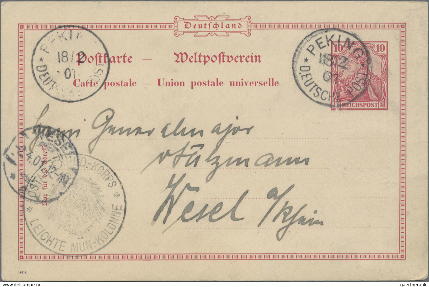 Deutsche Post In China - Ganzsachen: 1901, Petschili, Auslandsganzsache Germania - China (kantoren)