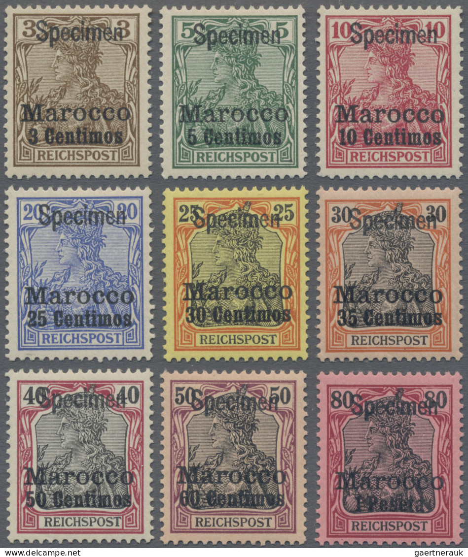 Deutsche Post In Marokko: 1900, 3 C Bis 1 P Auf 3 - 80 Pfg Germania Reichspost, - Marokko (kantoren)