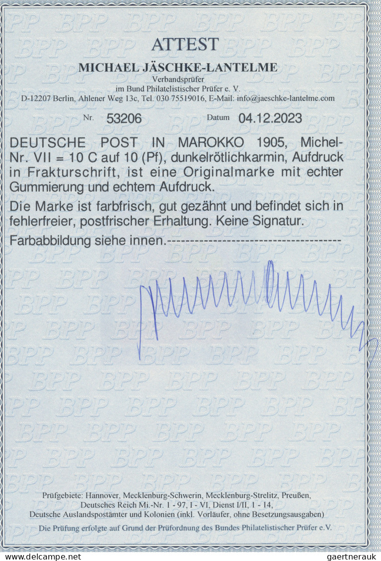 Deutsche Post In Marokko: 1905, Freimarke Des Deutschen Reiches Mit Aufdruck In - Deutsche Post In Marokko