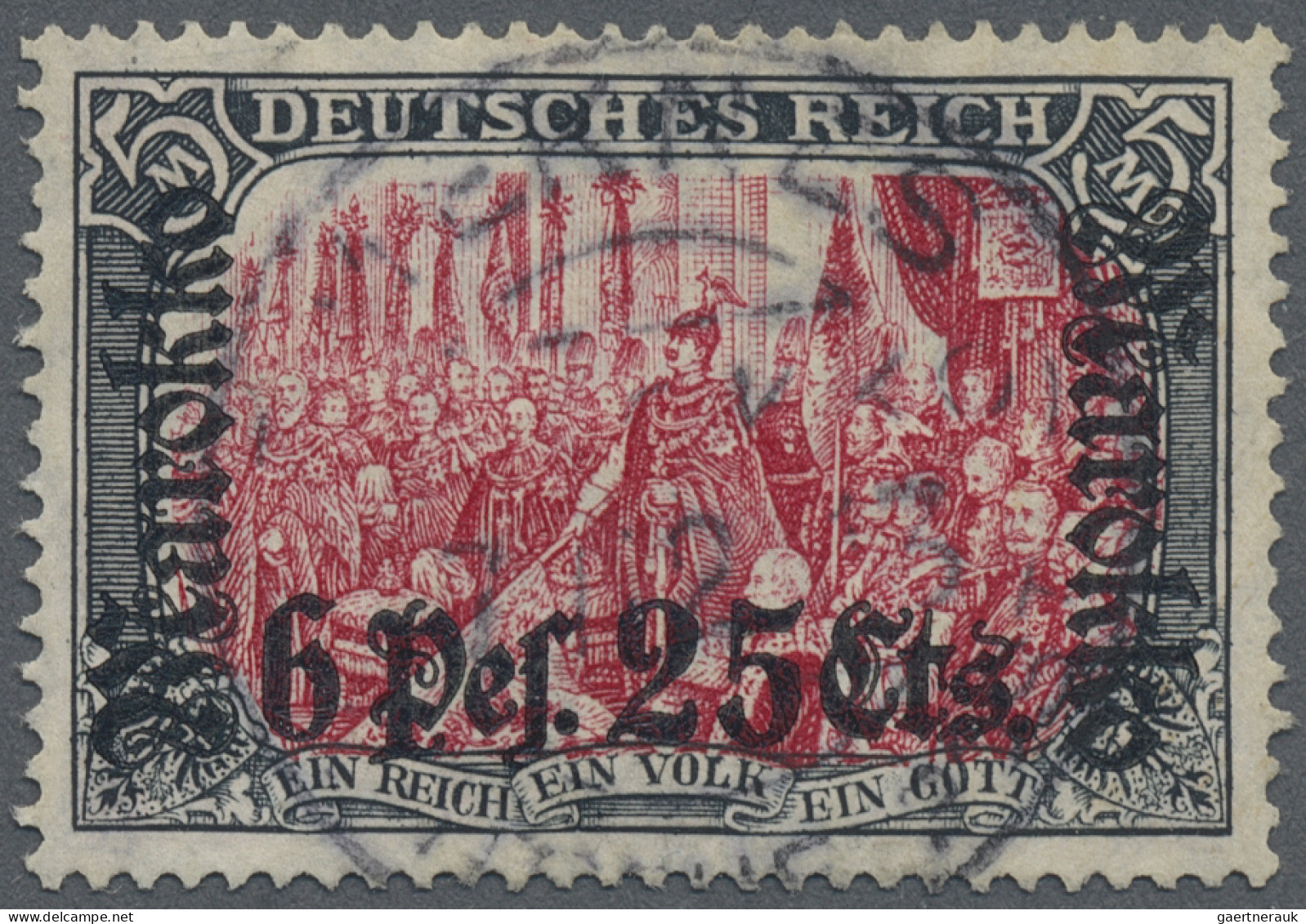 Deutsche Post In Marokko: 1911 "Ministerdruck" Der "6 Pes. 25 Cts." Auf 5 M. Sch - Morocco (offices)