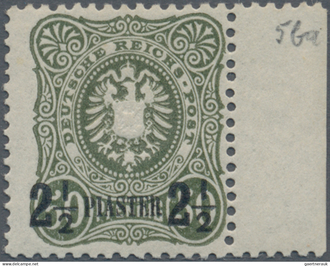 Deutsche Post In Der Türkei: 1887, Freimarke 2½ Piaster Auf 50 Pfg. (dunkel)oliv - Deutsche Post In Der Türkei