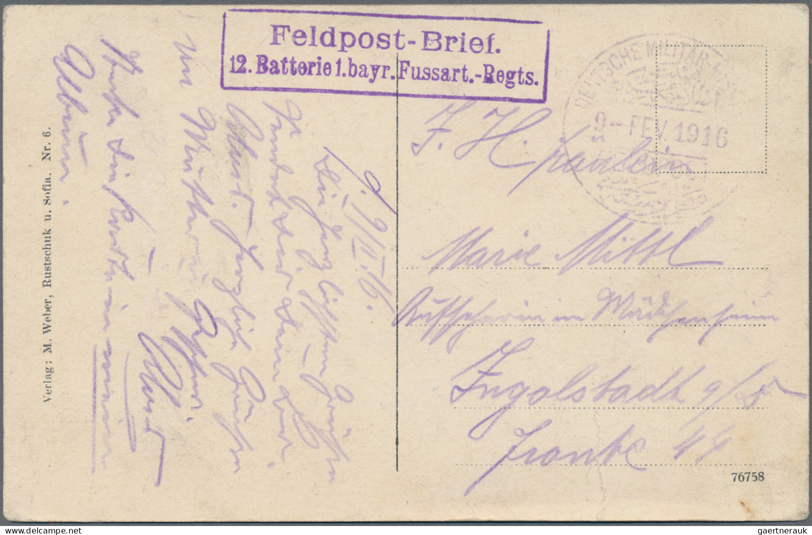 Militärmission: 1916, "DEUTSCHE MILITÄR-MISSION FELDPOST" Provisorischer Violett - Deutsche Post In Der Türkei
