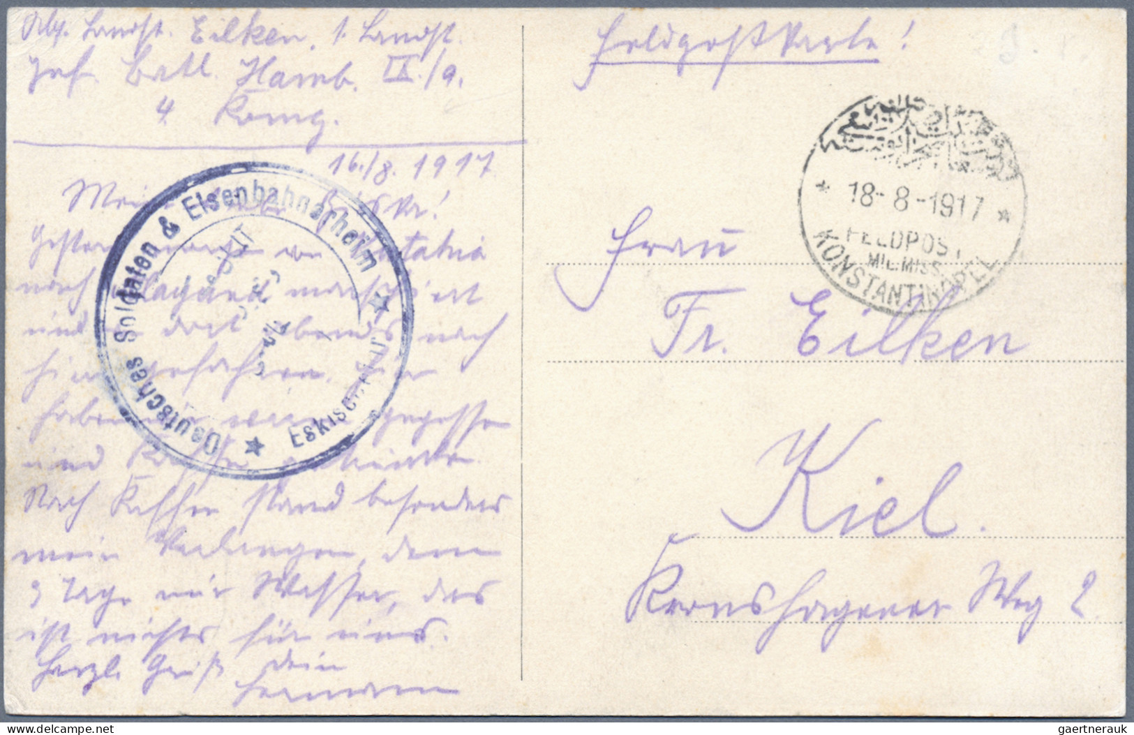 Militärmission: 1916 - 1917, MIL.MISS.KONSTANTINOPEL Auf Zwei FP-Karten Mit Zwei - Turkse Rijk (kantoren)