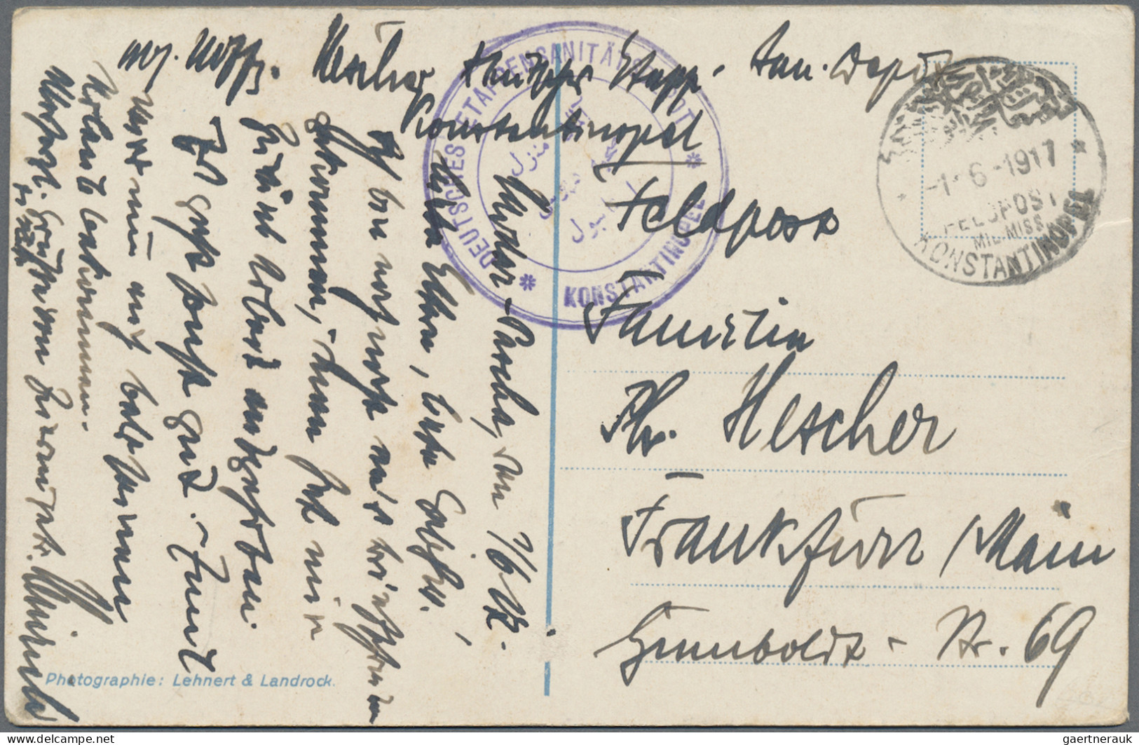 Militärmission: 1917/18, Vier FP-Belege Mit Stempel JERUSALEM, KONSTANTINOPEL (2 - Turkey (offices)