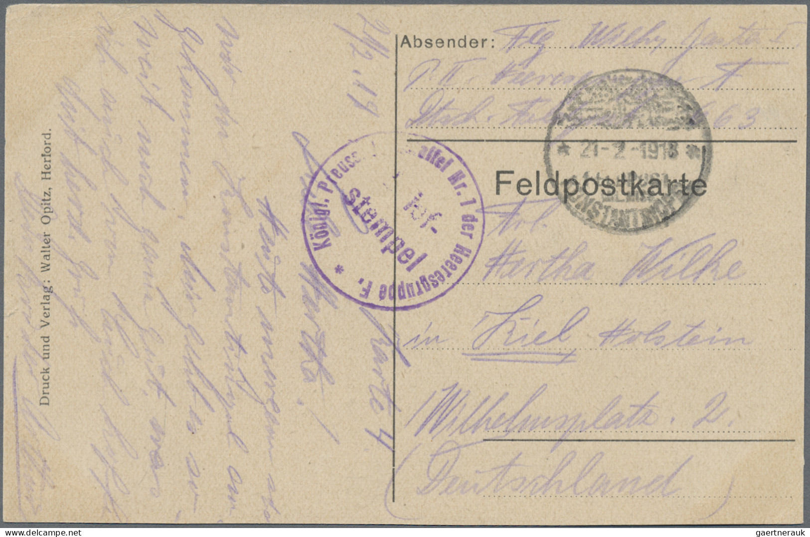 Militärmission: 1918 (21.2.), MIL.MISS.KONSTANTINOPEL Auf FP-Vordruckkarte (Jux- - Turquia (oficinas)