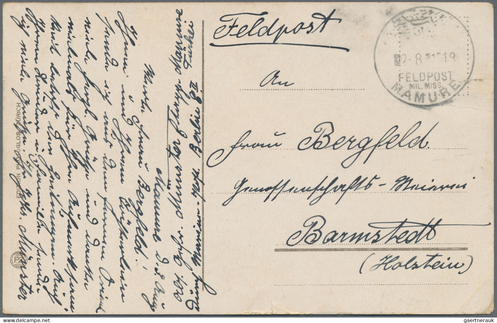 Militärmission: 1918, MIL.MISS.MAMURE Auf Zwei FP-Belegen (AK, Faltbrief) - Turkey (offices)