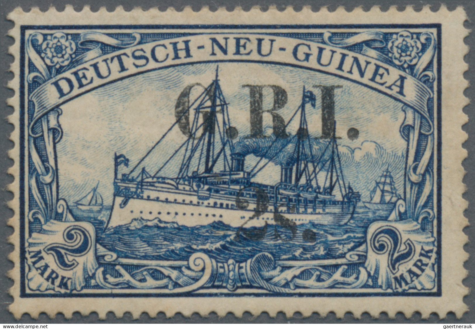 Deutsch-Neuguinea - Britische Besetzung: 1914/1915, 2s. Auf 2 Mark Blau, Enger A - Nueva Guinea Alemana