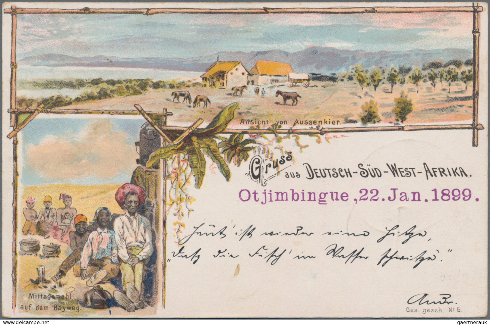 Deutsch-Südwestafrika: 1898/99 Zwei Lithokarten Nach Deutschland, Dabei Karte "G - German South West Africa