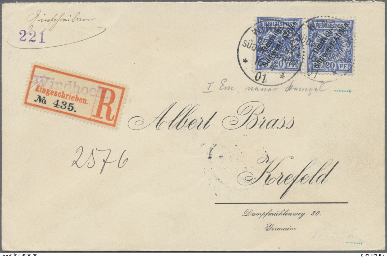 Deutsch-Südwestafrika: 1901/1908, 3 Einschreibebriefe Mit Verschiedenen Frankatu - Deutsch-Südwestafrika