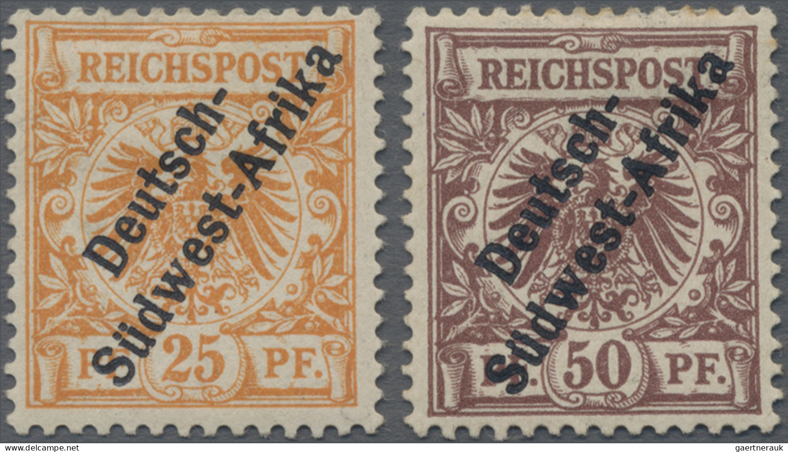 Deutsch-Südwestafrika: 1897, Adler, 25 Pfg. Und 50 Pfg., Zwei Ungebrauchte Prach - Sud-Ouest Africain Allemand