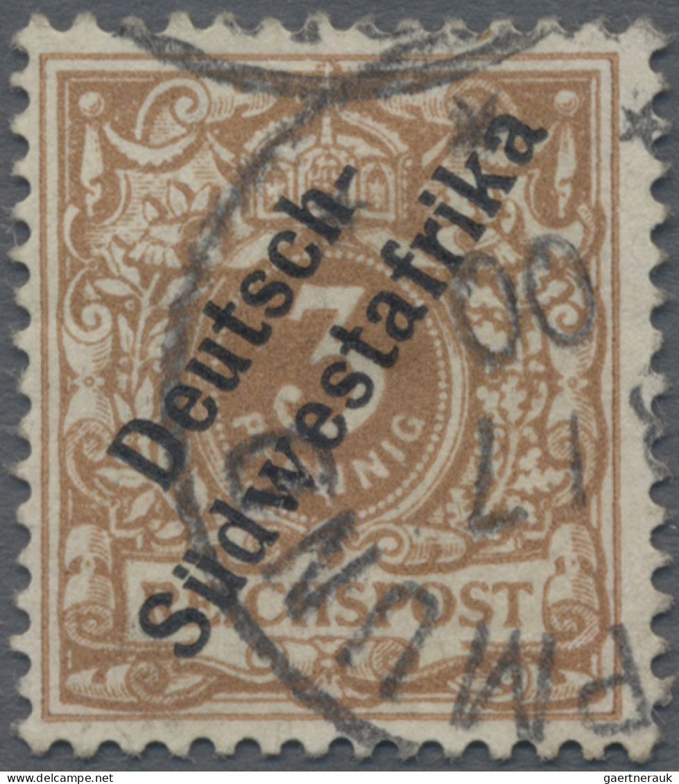 Deutsch-Südwestafrika: 1898, Überdruck-Ausgabe, 3 Pfg. Mit Plattenfehler I, Saub - German South West Africa