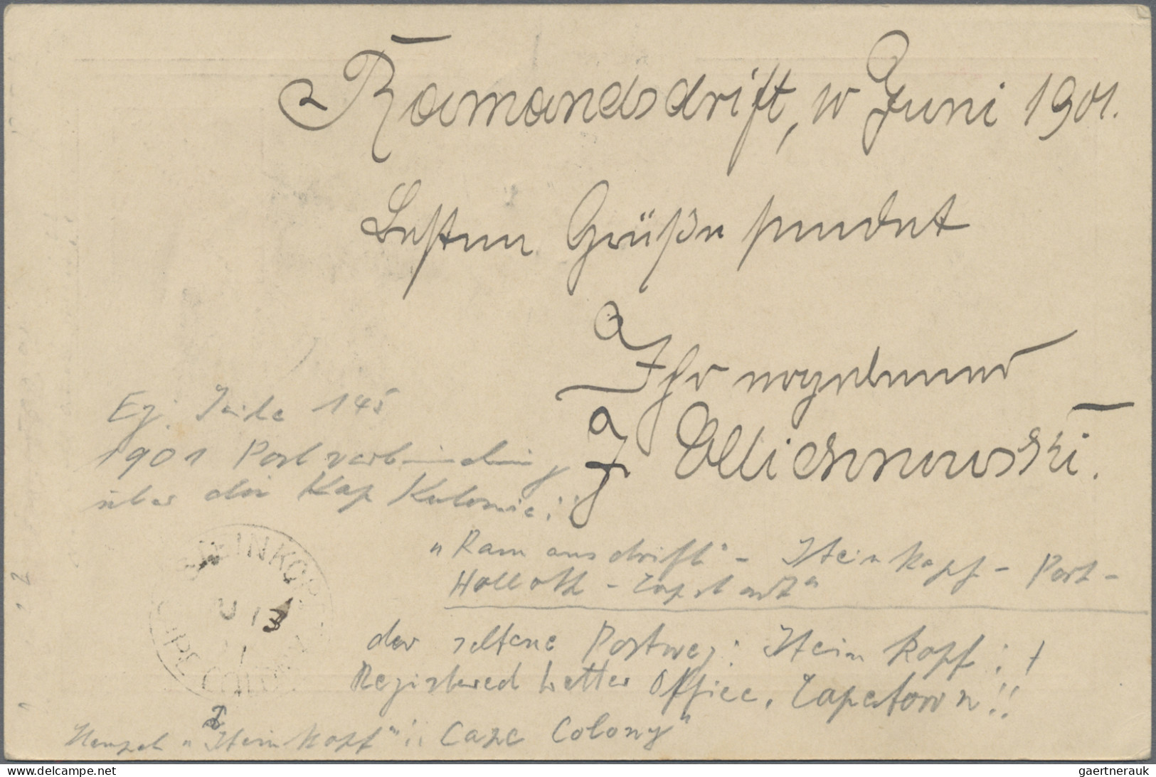 Deutsch-Südwestafrika: 1901, 2 Einschreibe-Postkarten Mit Zusatzfrankaturen Von - Deutsch-Südwestafrika