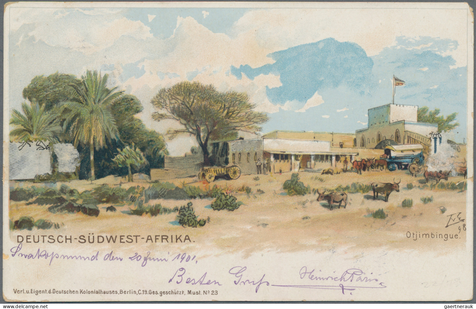 Deutsch-Südwestafrika: 1901/1913 Vier Interessante Belege, Mit 1.) Lithokarte 19 - Duits-Zuidwest-Afrika