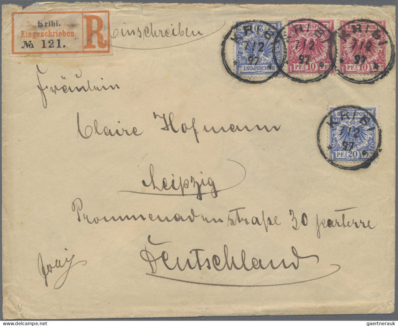 Deutsche Kolonien - Kamerun-Vorläufer: 1897, Einschreibebrief Mit Krone/Adler 10 - Kamerun