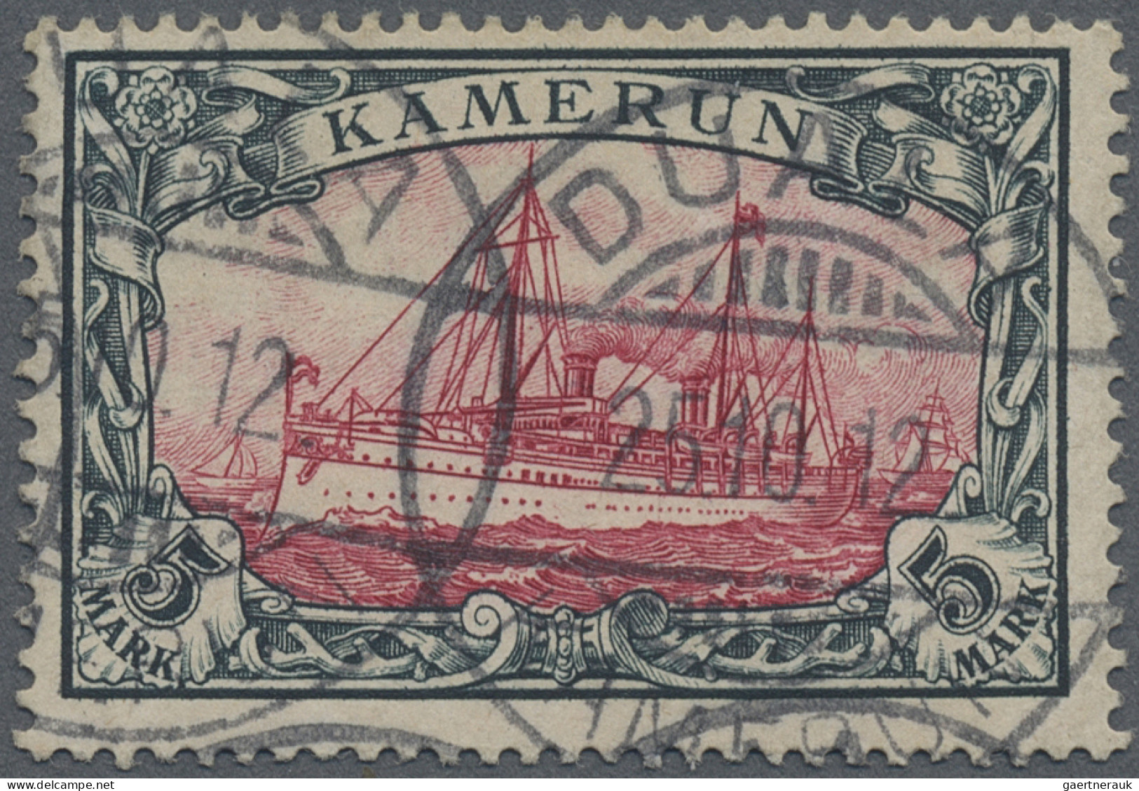 Deutsche Kolonien - Kamerun: 1900 Kaiseryacht 5 M. Grünschwarz/bräunlichkarmin, - Kamerun