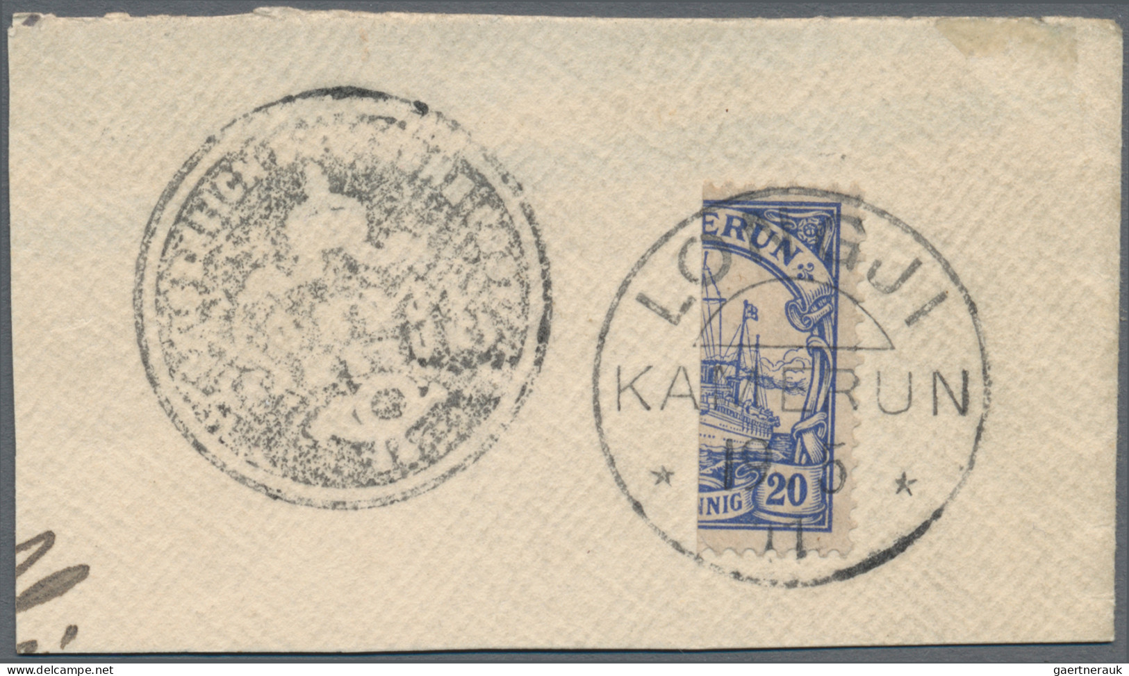 Deutsche Kolonien - Kamerun: 1911, Freimarke 20 Pfg. Senkrecht Halbiert (rechte - Camerún