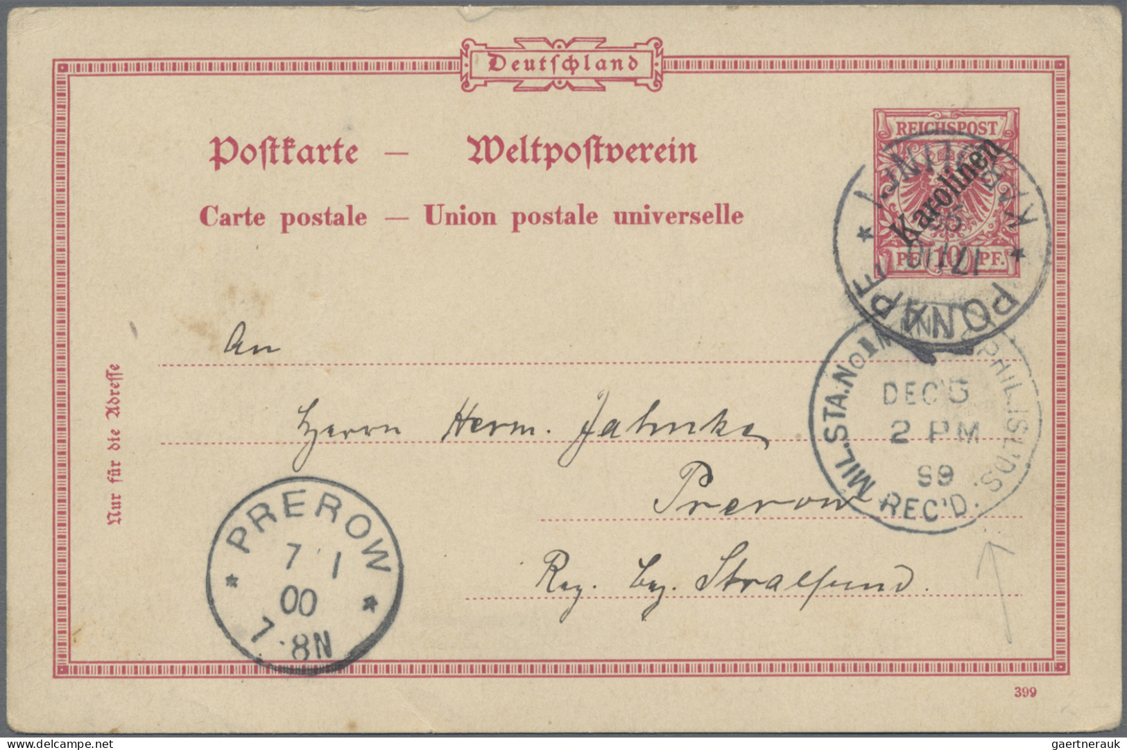 Deutsche Kolonien - Kiautschou - Ganzsachen: 1899, Krone/Adler-Postkarte Mit Auf - Kiauchau