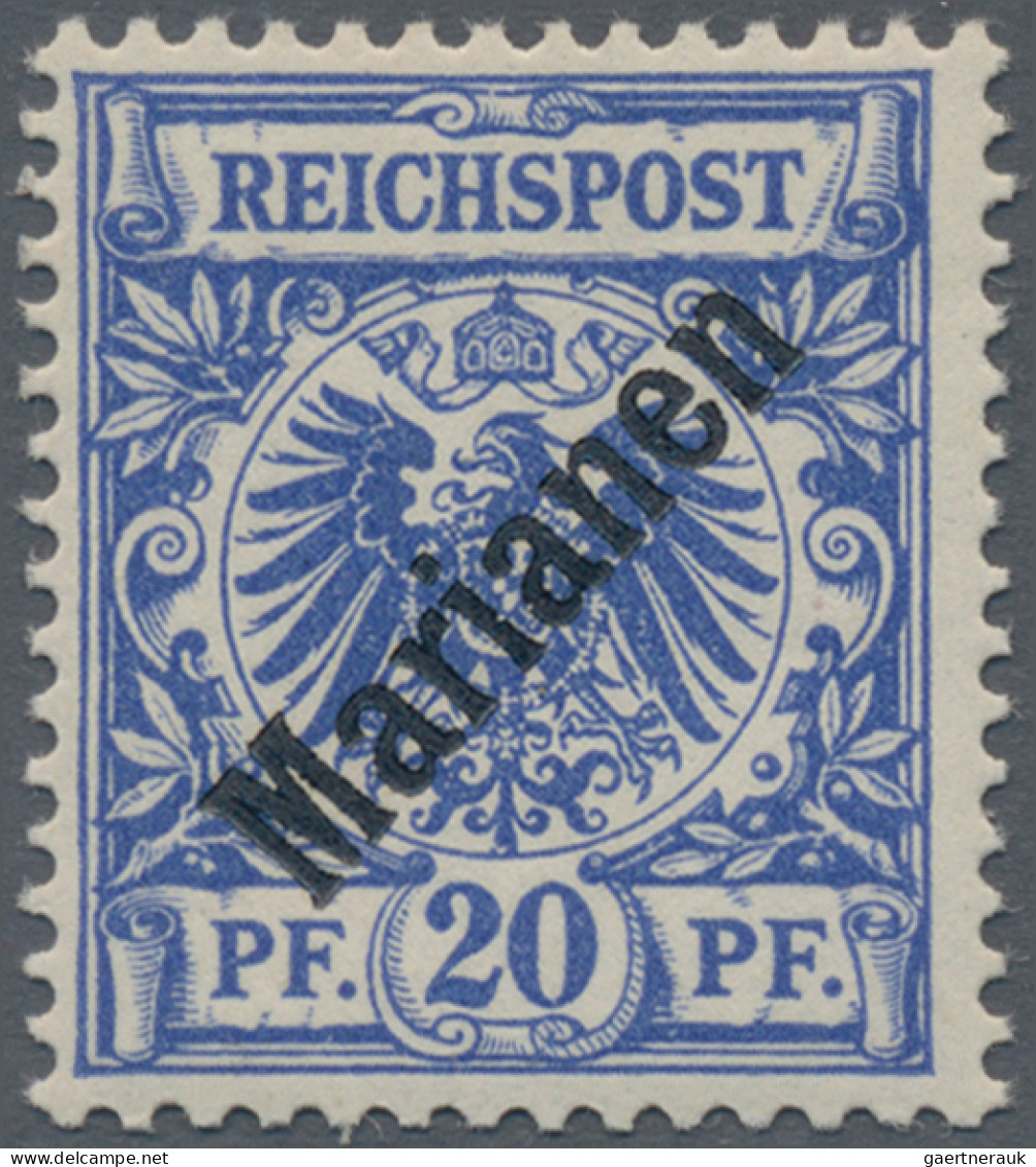 Deutsche Kolonien - Marianen: 1899, 20 Pfg. Mit Diagonalem Aufdruck, Violettultr - Mariannes