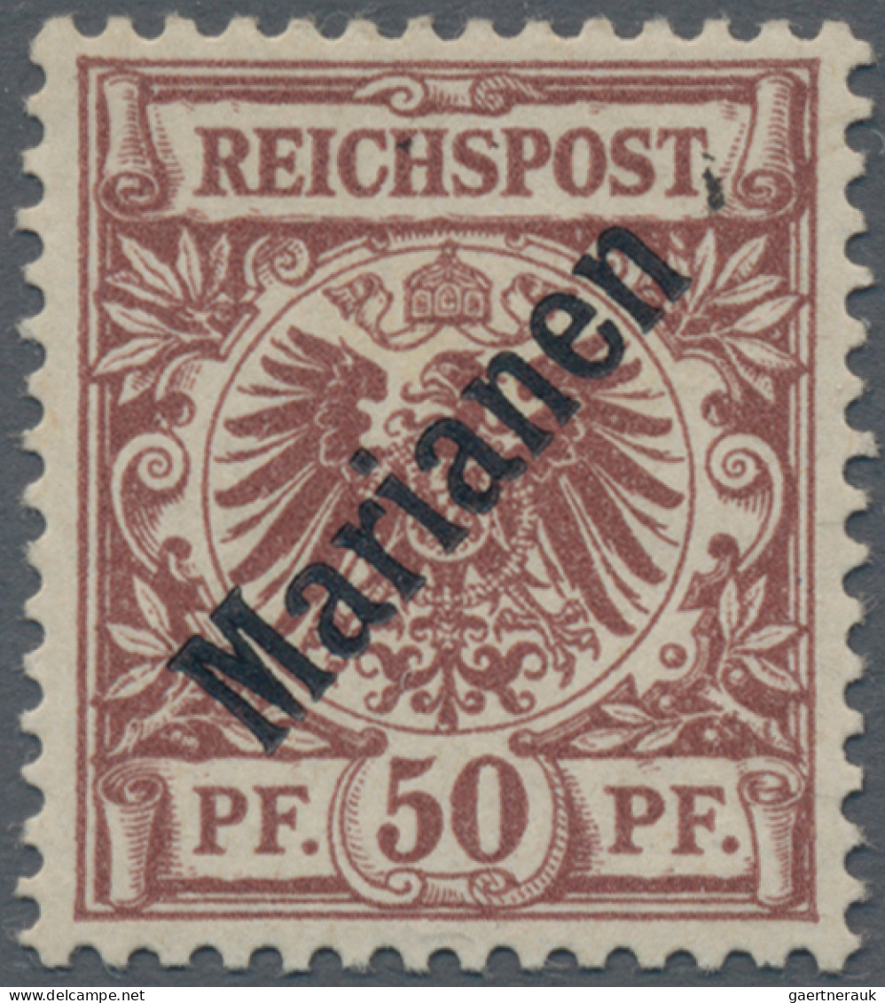 Deutsche Kolonien - Marianen: 1899, 50 Pfg. Mit Diagonalem Aufdruck, Lebhaftrötl - Islas Maríanas