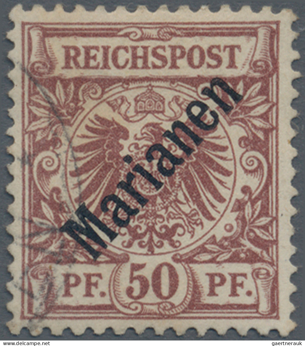 Deutsche Kolonien - Marianen: 1899, 50 Pfg. Mit Diagonalem Aufdruck, Lebhaftrötl - Marianen