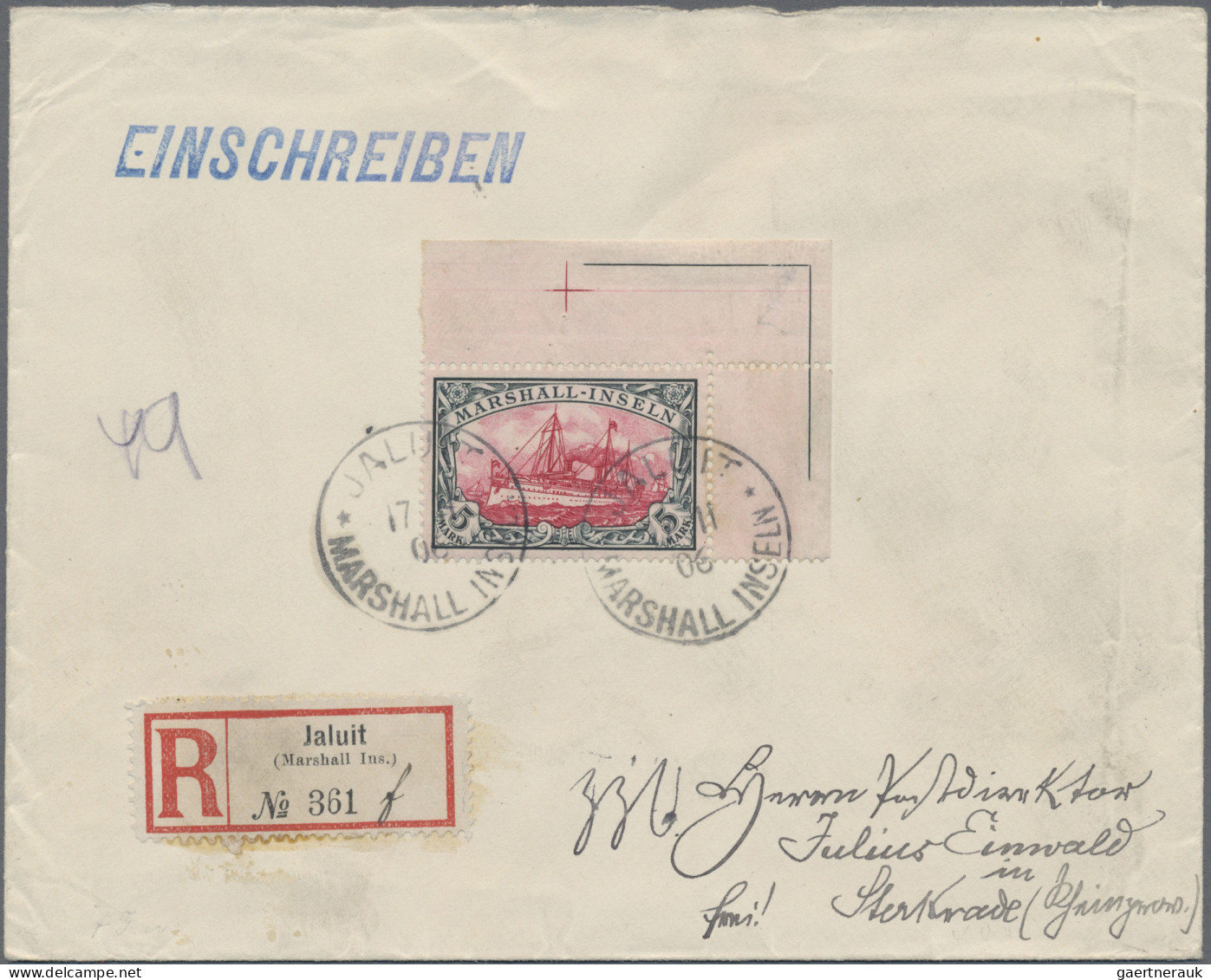 Deutsche Kolonien - Marshall-Inseln: 1906, 2 Einschreibebriefe Aus JALUIT, Frank - Marshall Islands