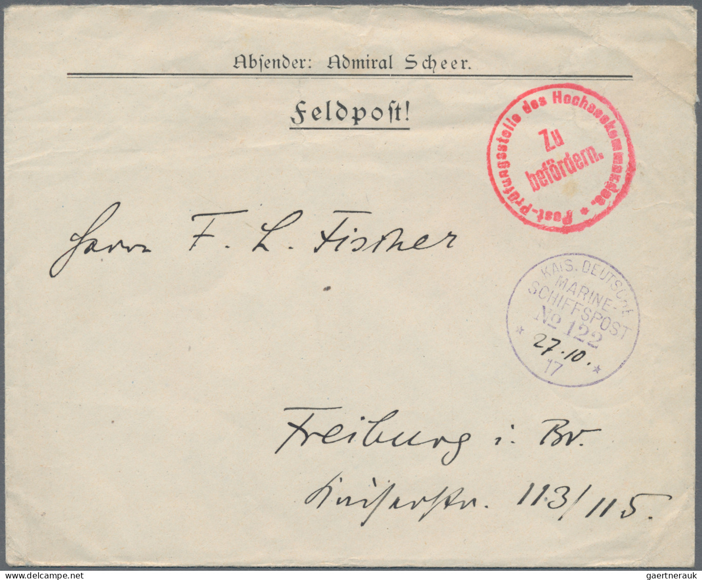 Feldpost 1. Weltkrieg: 1917/18, KAIS.DEUTSCHE MARINE-SCHIFFSPOST No.122 ( Kdo.de - Otros