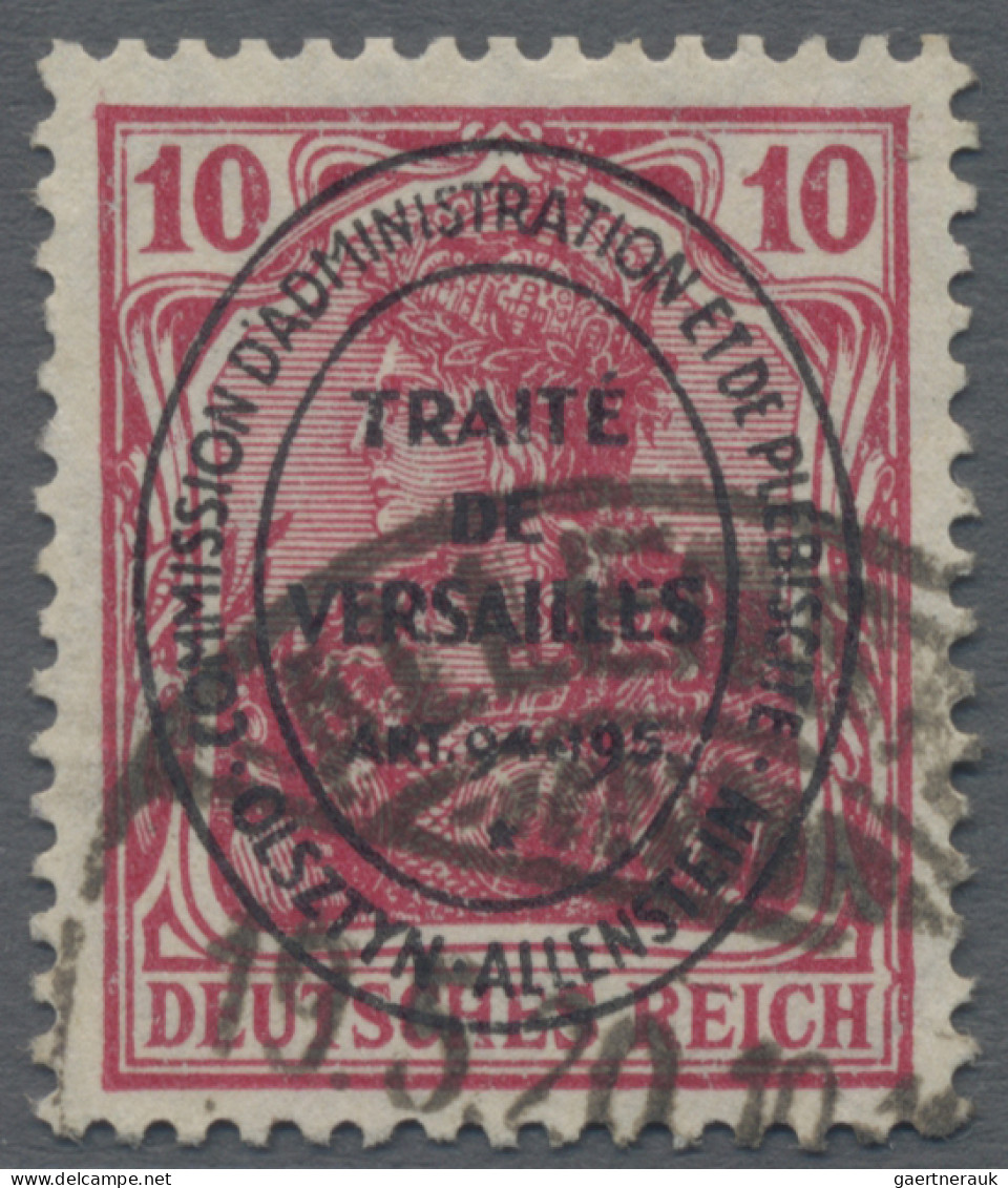 Deutsche Abstimmungsgebiete: Allenstein: 1920 Germania 10 Pf. Mit Ovalem Aufdruc - Other & Unclassified