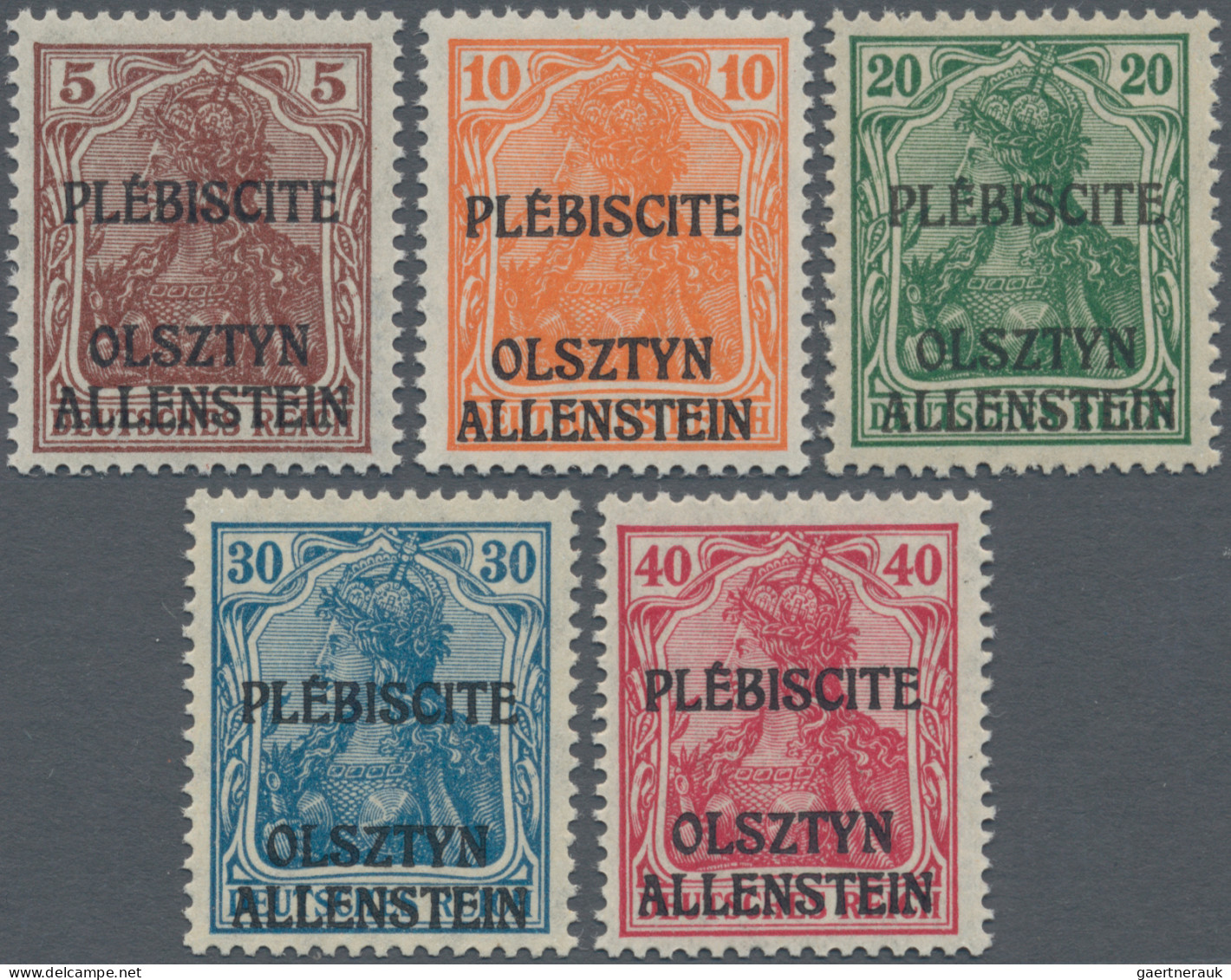 Deutsche Abstimmungsgebiete: Allenstein: 1920, Unverausgabte 5 Pf - 40 Pf German - Autres & Non Classés