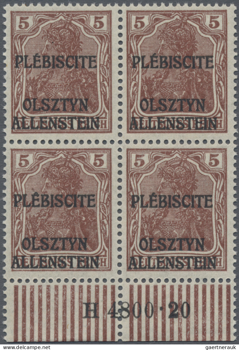 Deutsche Abstimmungsgebiete: Allenstein: 1920, Germania 5 Pfg. Braun, Nicht Vera - Sonstige & Ohne Zuordnung