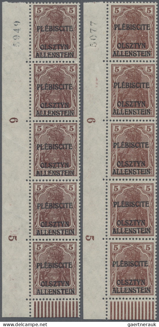 Deutsche Abstimmungsgebiete: Allenstein: 1920, Germania 5 Pfg. Braun, Nicht Vera - Other & Unclassified