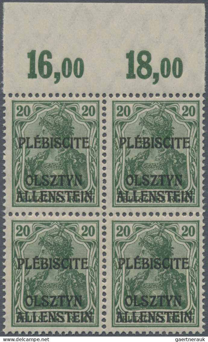 Deutsche Abstimmungsgebiete: Allenstein: 1920, Germania 20 Pfg. Dunkelgrün, Nich - Sonstige & Ohne Zuordnung